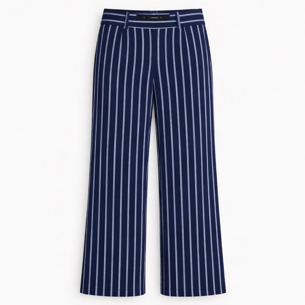 Banana Republic Ryan Fit Blue Striped Wide Leg Pants Size 14 High Rise Trouser